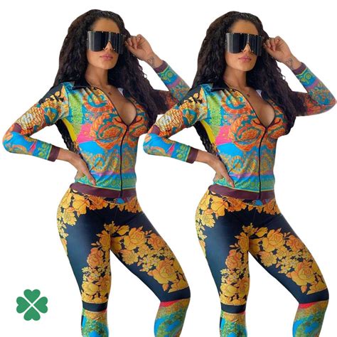 fake womens versace two piece suit|Versace tracksuit women's.